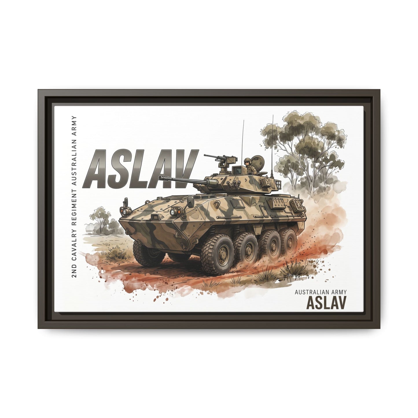 ASLAV Armored Vehicle Matte Canvas Framed Print — Australian Army Military Art