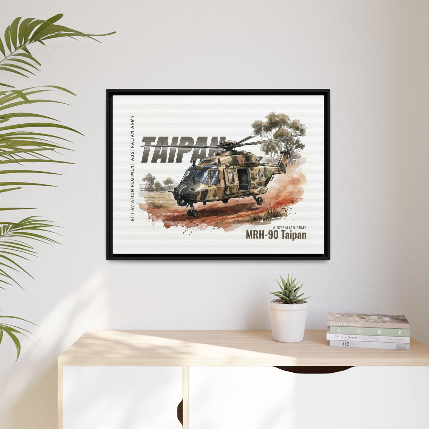 MRH-90 Taipan Helicopter Matte Canvas Framed Print — Australian Army Aviation Art