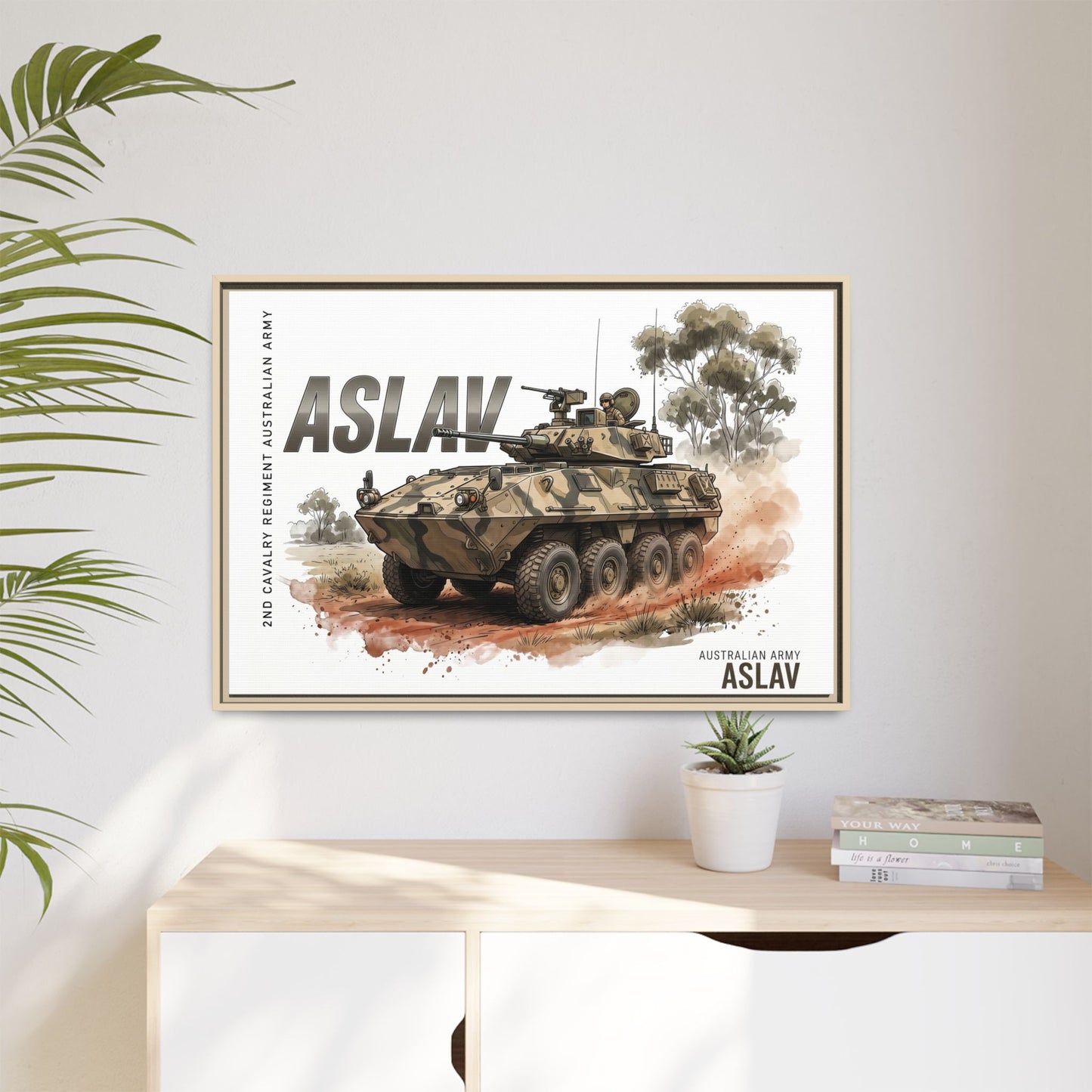 ASLAV Armored Vehicle Matte Canvas Framed Print — Australian Army Military Art