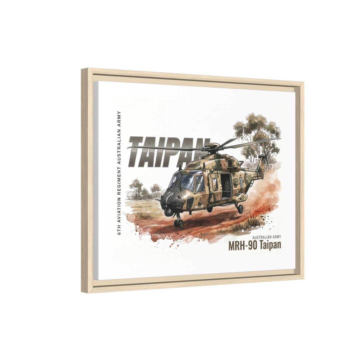 MRH-90 Taipan Helicopter Matte Canvas Framed Print — Australian Army Aviation Art