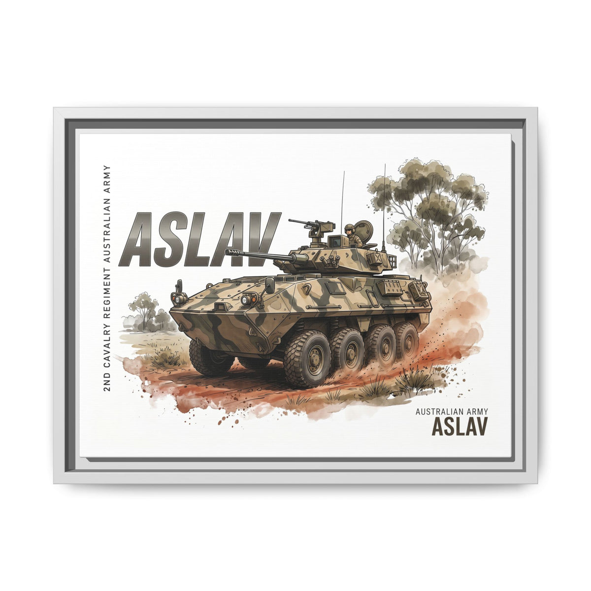 ASLAV Armored Vehicle Matte Canvas Framed Print — Australian Army Military Art