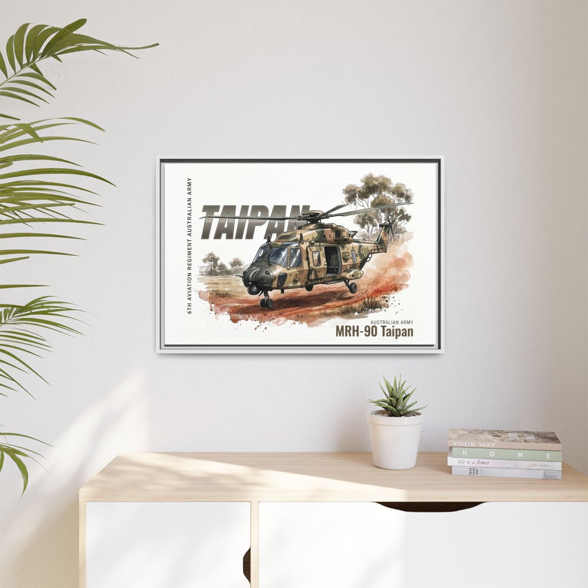 MRH-90 Taipan Helicopter Matte Canvas Framed Print — Australian Army Aviation Art