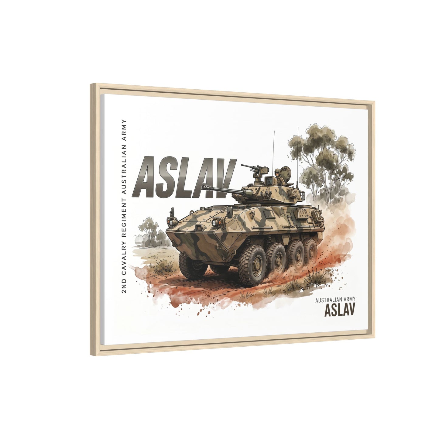 ASLAV Armored Vehicle Matte Canvas Framed Print — Australian Army Military Art