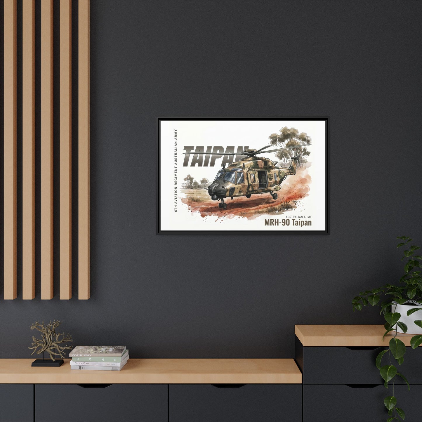 MRH-90 Taipan Helicopter Matte Canvas Framed Print — Australian Army Aviation Art