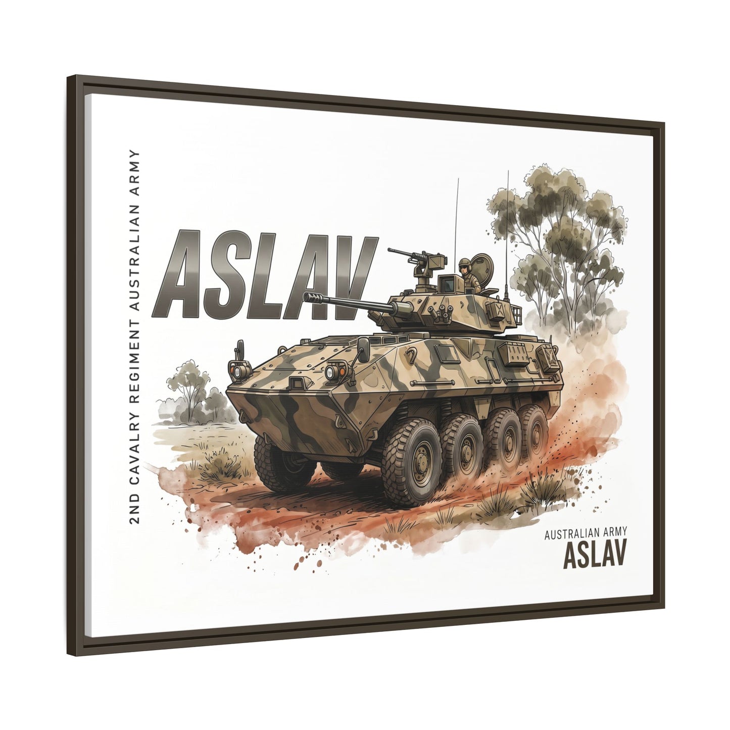 ASLAV Armored Vehicle Matte Canvas Framed Print — Australian Army Military Art