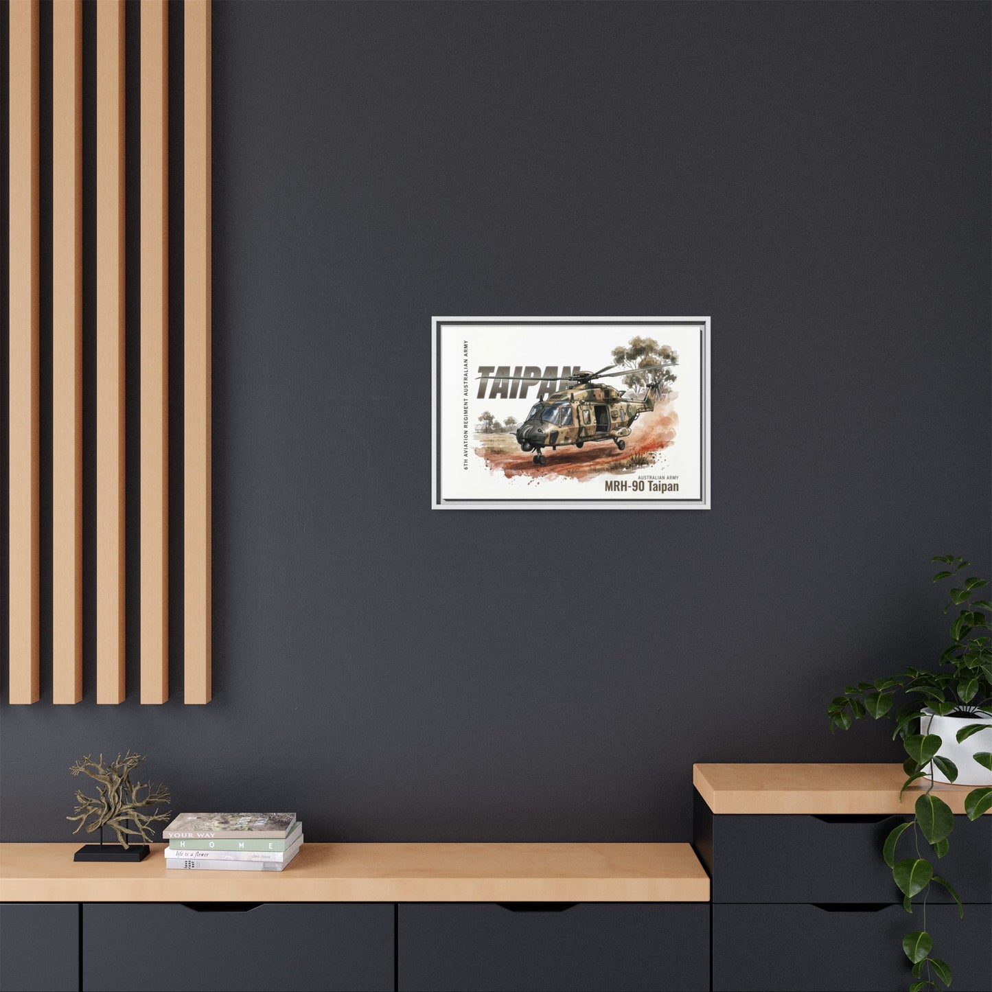 MRH-90 Taipan Helicopter Matte Canvas Framed Print — Australian Army Aviation Art