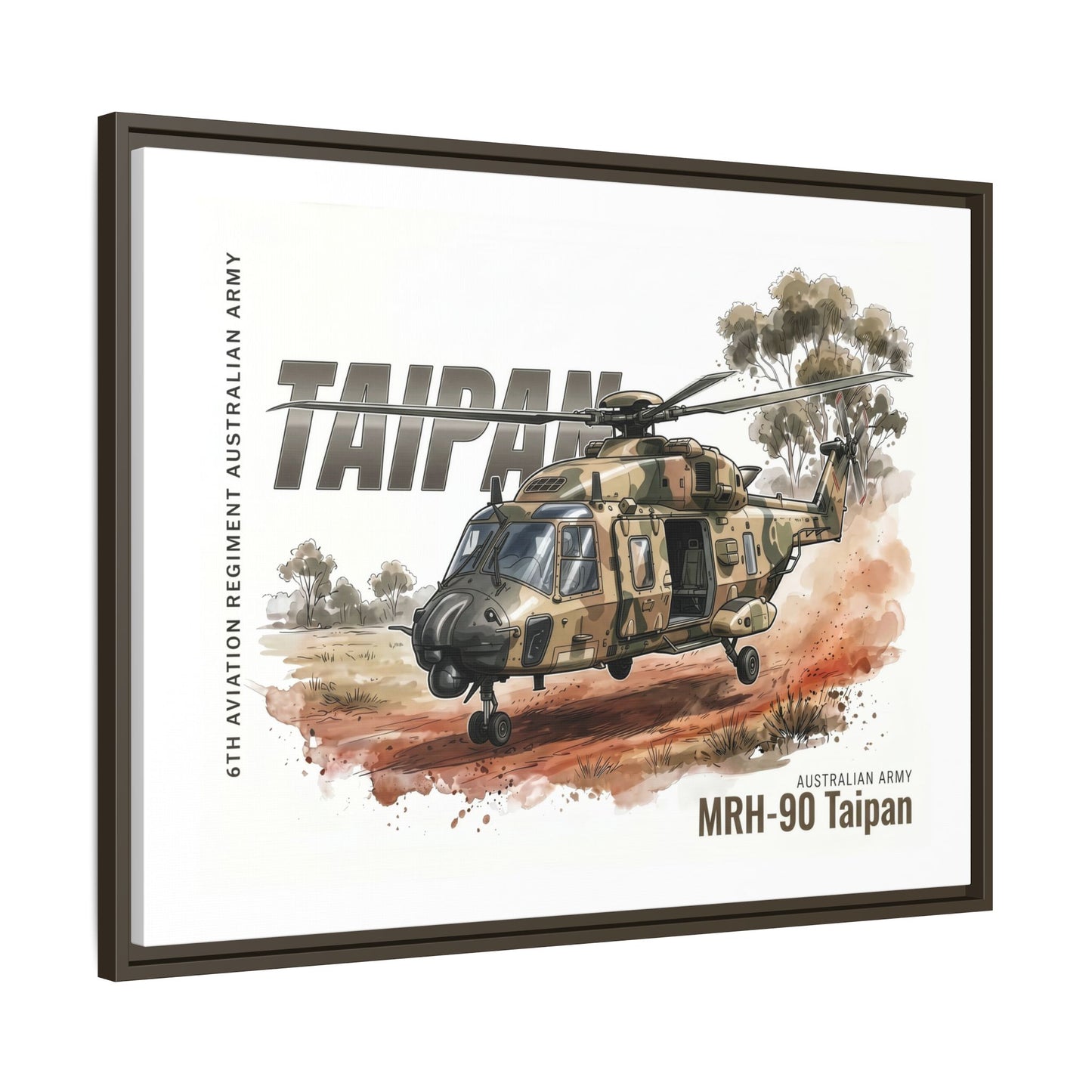 MRH-90 Taipan Helicopter Matte Canvas Framed Print — Australian Army Aviation Art