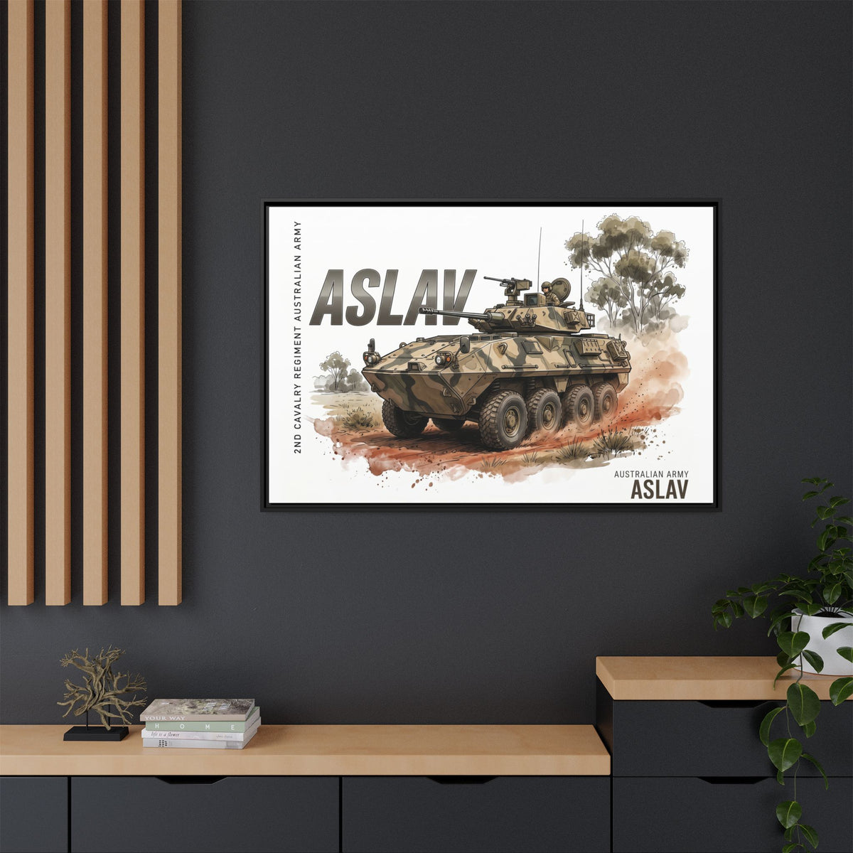 ASLAV Armored Vehicle Matte Canvas Framed Print — Australian Army Military Art