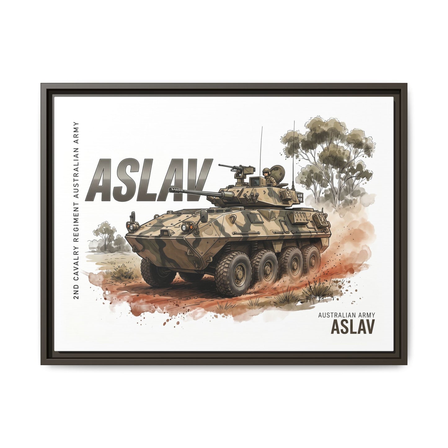 ASLAV Armored Vehicle Matte Canvas Framed Print — Australian Army Military Art