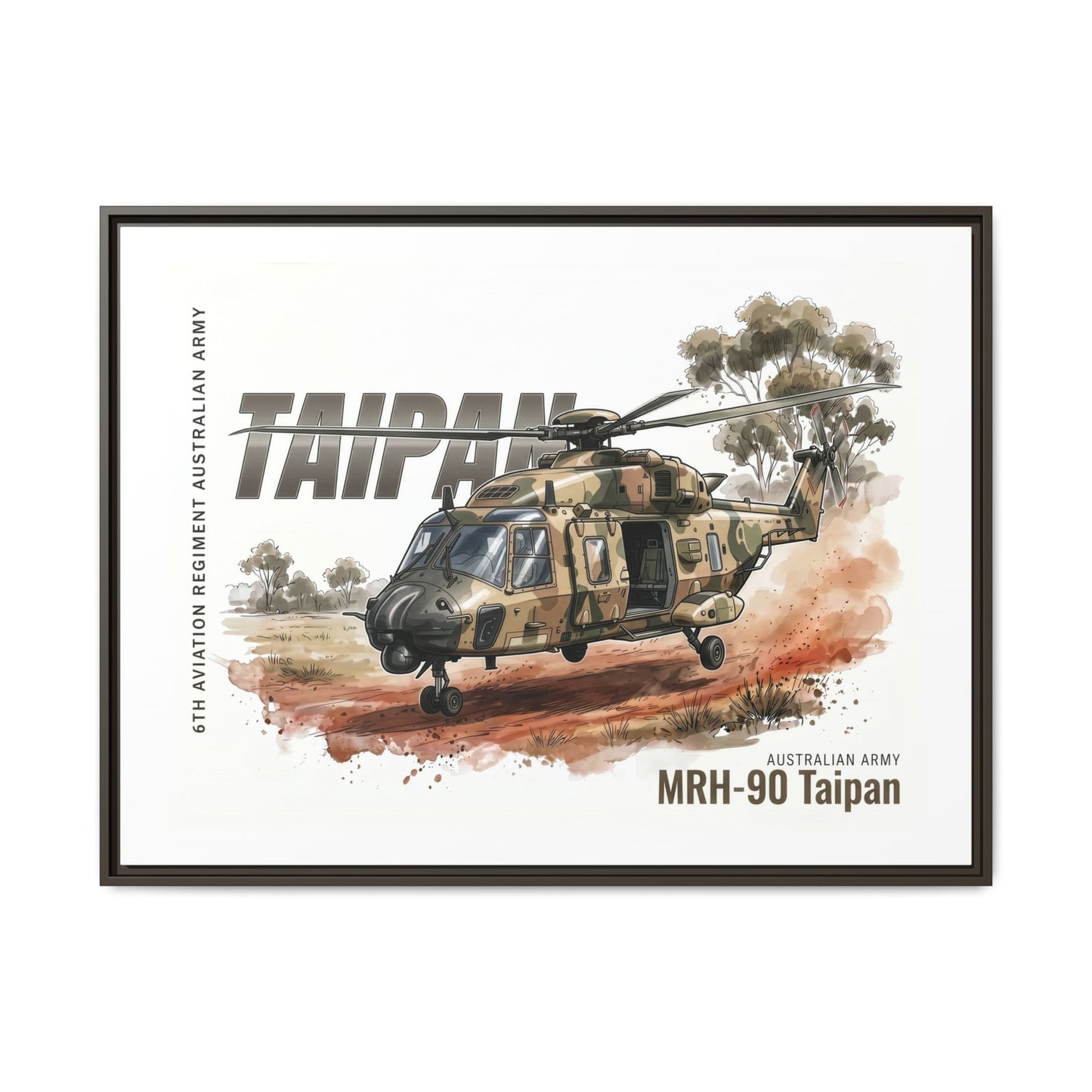 MRH-90 Taipan Helicopter Matte Canvas Framed Print — Australian Army Aviation Art