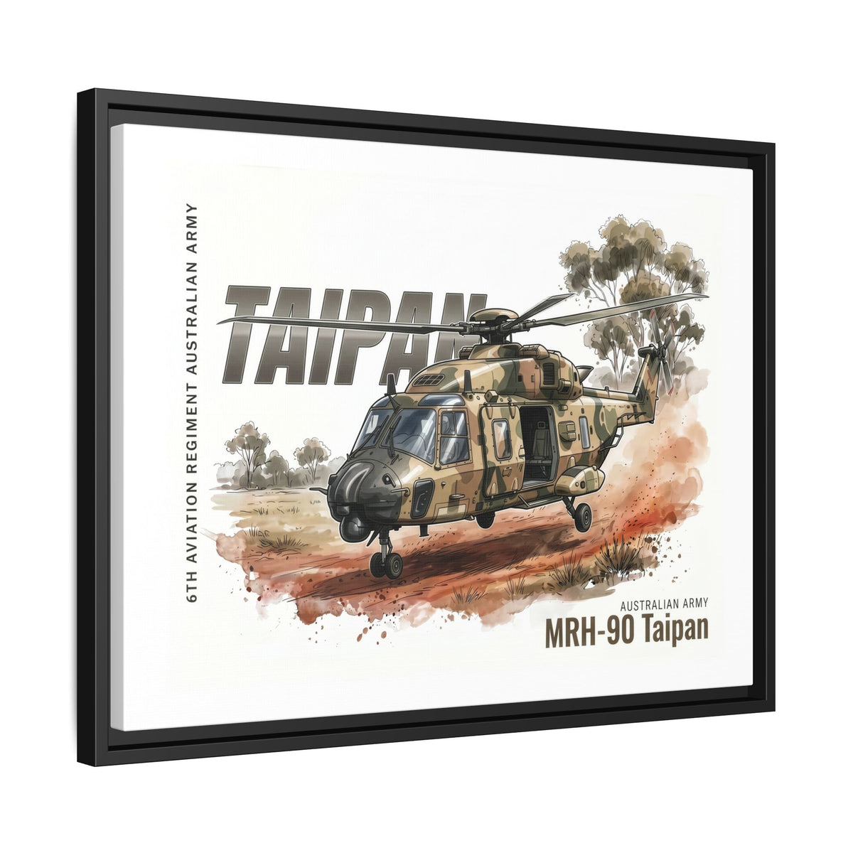 MRH-90 Taipan Helicopter Matte Canvas Framed Print — Australian Army Aviation Art