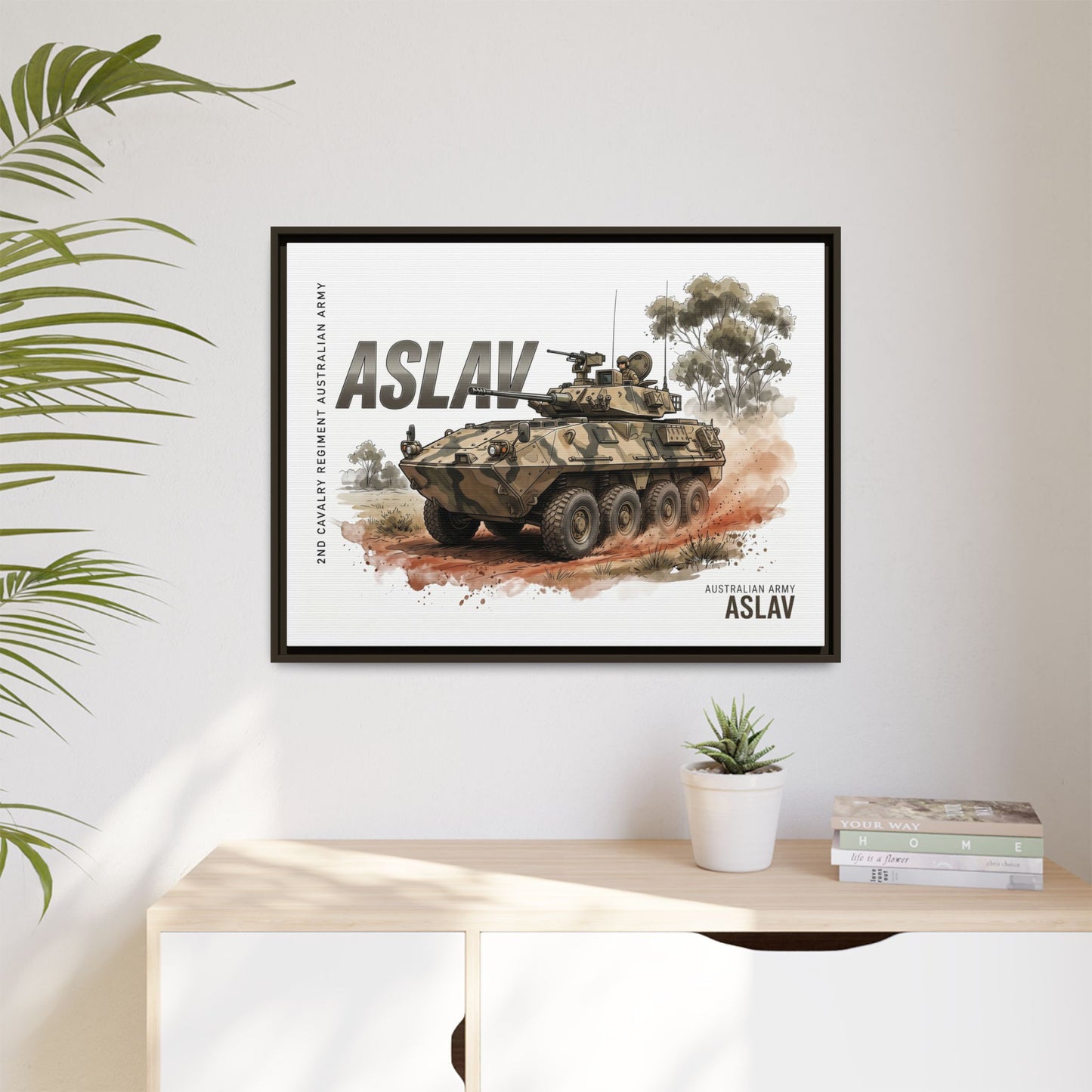ASLAV Armored Vehicle Matte Canvas Framed Print — Australian Army Military Art