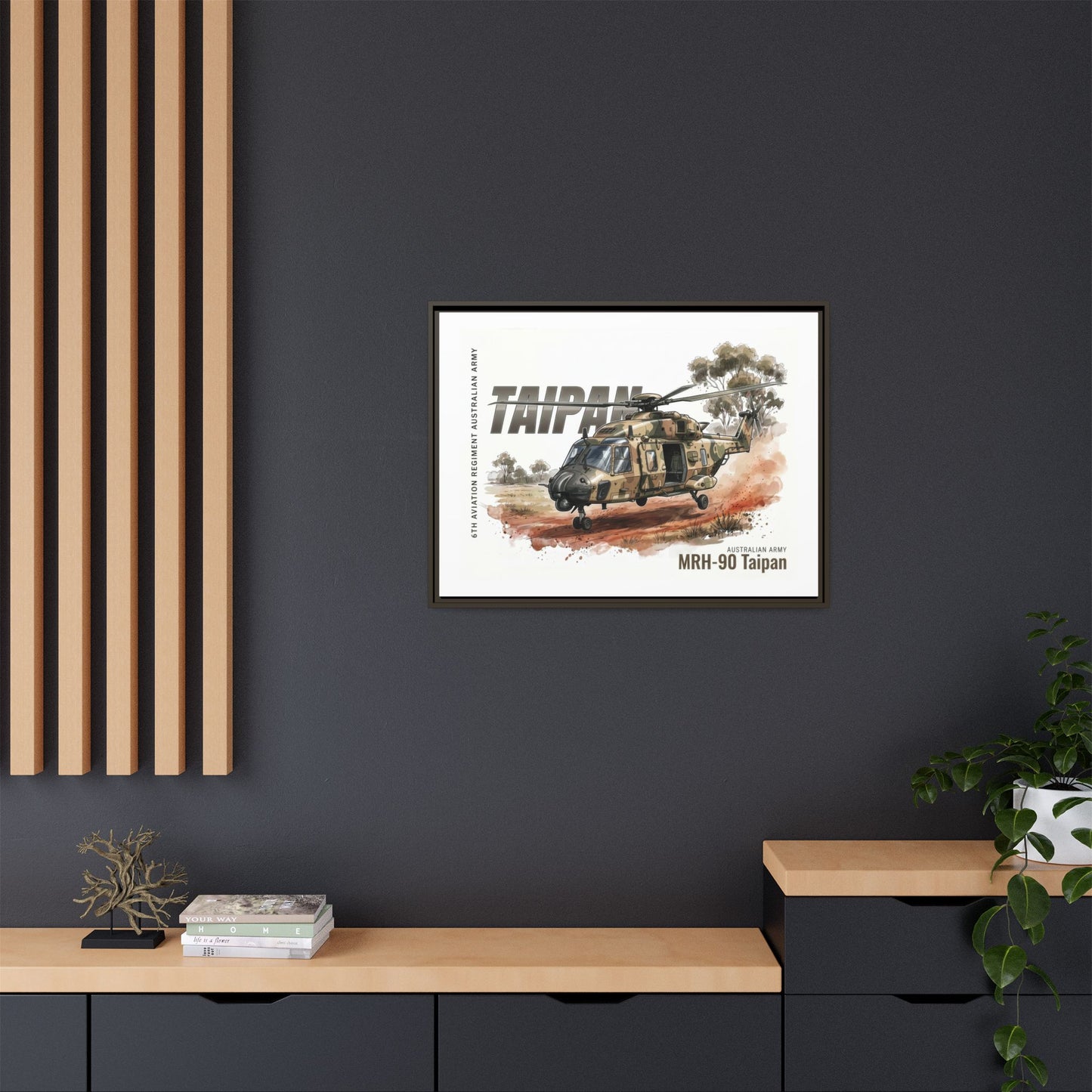 MRH-90 Taipan Helicopter Matte Canvas Framed Print — Australian Army Aviation Art