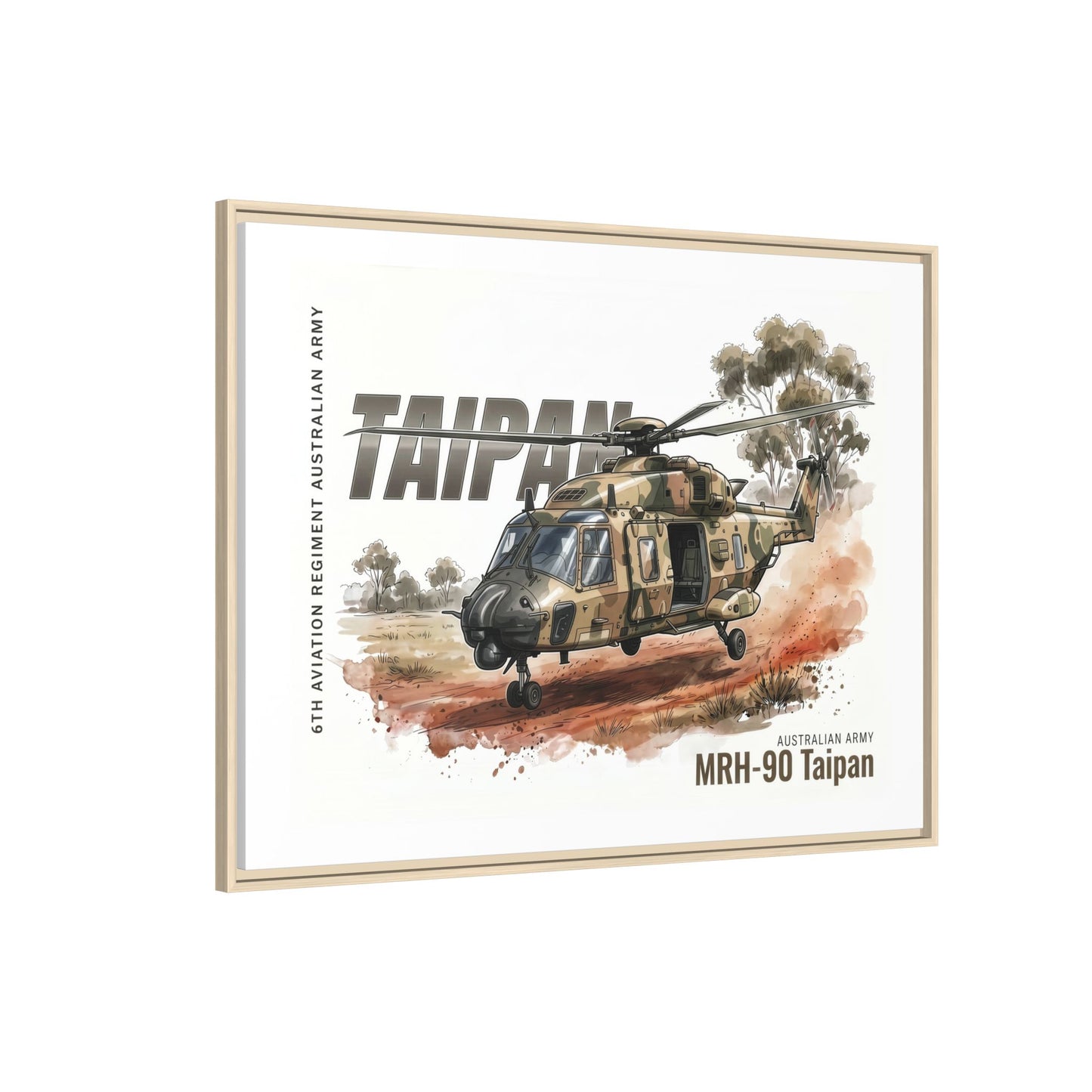 MRH-90 Taipan Helicopter Matte Canvas Framed Print — Australian Army Aviation Art